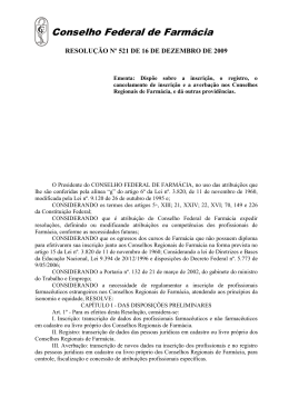 Resolu&ccedil;&atilde;o n&ordm; 521/2009 - Conselho Federal de Farm&aacute;cia