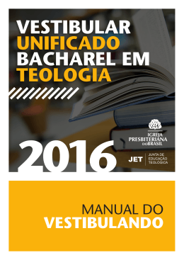 VESTIBULAR UNIFICADO BACHAREL EM TEOLOGIA