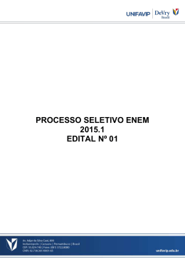 PROCESSO SELETIVO ENEM 2015.1 EDITAL N&ordm; 01
