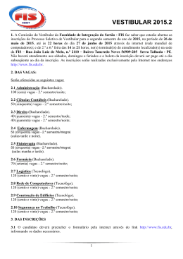 Edital de inscri&ccedil;&otilde;es do vestibular 2015.2