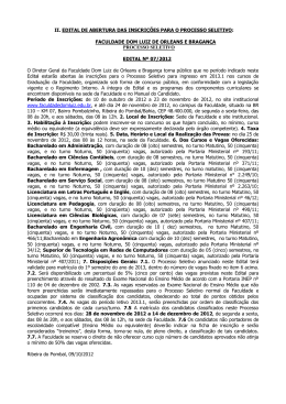 ii. edital de abertura das inscri&ccedil;&otilde;es para o processo seletivo
