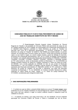 Edital - TRT da 3&ordf; Regi&atilde;o