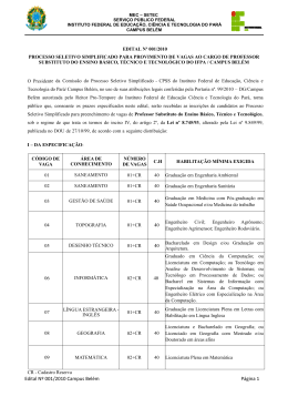 E Edital N&ordm; 001 1/2010 Camp pus Bel&eacute;m - Concursos
