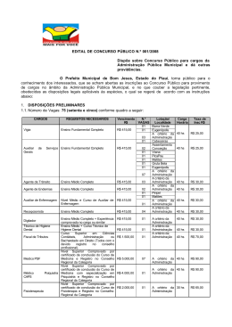 EDITAL DE CONCURSO P&Uacute;BLICO N.&ordm; 001/2008