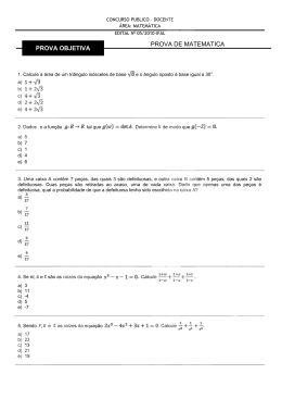 prova objetiva prova de matematica - Concursos IFAL