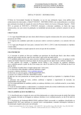 EDITAL N&ordm; 028/2015 &ndash; REITORIA/UEMA O Reitor da Universidade