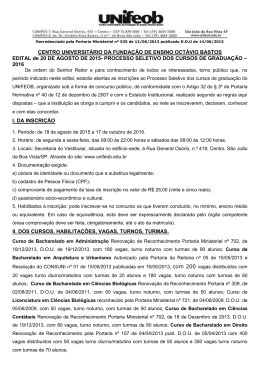 Edital Oficial 2016 - Vestibular UNIFEOB