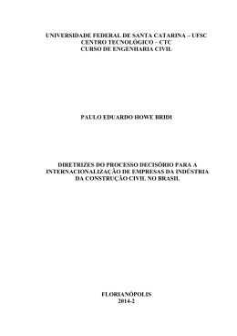 Diretrizes do Processo Decis&oacute;rio para a Internacionaliza&ccedil;&atilde;o de