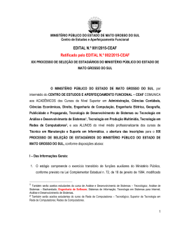 EDITAL N.&ordm; 001/2015-CEAF Retificado pelo EDITAL N.&ordm; 002/2015