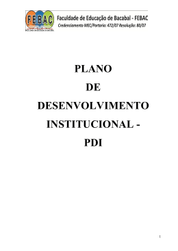 PLANO DE DESENVOLVIMENTO INSTITUCIONAL - PDI