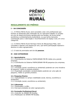 PREMIO M&Eacute;RITO RURAL DA PARA&Iacute;BA