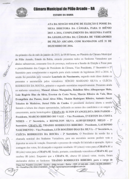 Ata da Sessão Solene de Eleição e Posse da Mesa Diretora da