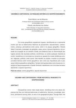 Geonimia e cartografia da pesquisa hist&oacute;rica ao geoprocessamento