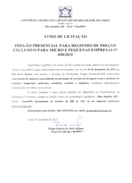 aviso de licitação - Assembleia Legislativa do Rio Grande do Norte