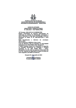 AvIsO DE LICITAÇÃO MODALIDADE: TOMADA DE PREÇO