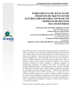 ferramentas de sele&ccedil;&atilde;o de projetos de p&d no setor el&eacute;trico