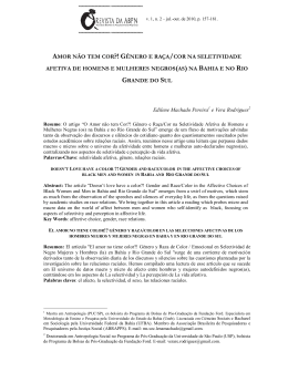 Amor n&atilde;o tem Cor?! G&ecirc;nero e Ra&ccedil;a/Cor na Seletividade Afetiva