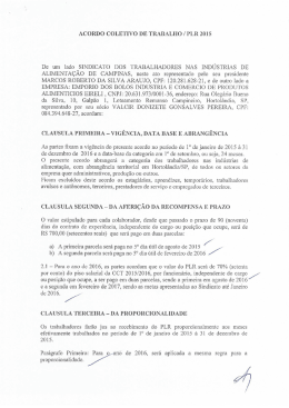 ACORDO COLETIVO DE TRABALHO l PLR 2015 De um lado