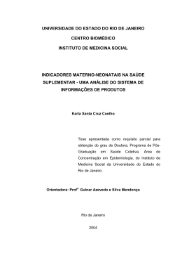 Indicadores materno-neonatais na sa&uacute;de suplementar: uma