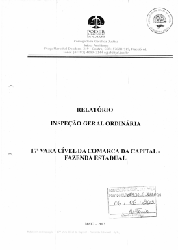 Relatório de Inspeção da 17ª Vara Cível da Comarca da Capital