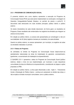 2.6.1 - PROGRAMA DE COMUNICA&Ccedil;&Atilde;O SOCIAL O presente