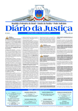 DI&Aacute;RIO DA JUSTI&Ccedil;A 2007 N&ordm; 12.911 Pre&ccedil;o R$ 2,00 Jo&atilde;o Pessoa