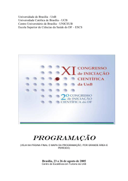 XI Congresso de Inicia&ccedil;&atilde;o Cient&iacute;fica da Universidade de Bras&iacute;lia