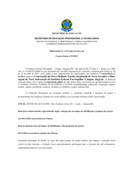 PROCESSO N&ordm; xxxxxxxx - Instituto Federal de Educa&ccedil;&atilde;o, Ci&ecirc;ncia e