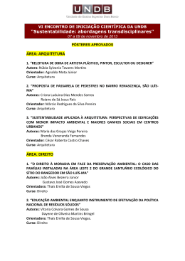 Rela&ccedil;&atilde;o de P&ocirc;steres aprovados