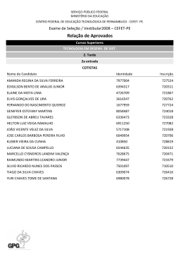 Rela&ccedil;&atilde;o de Aprovados