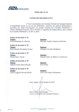 PORTARIA N” 03 CONSELHO DELIBERATIVO A Vice