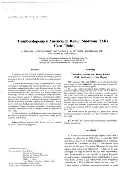 Trombocitopenia e Ausência de Rádio (Síndrome TAR)