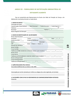 formul&aacute;rio de notifica&ccedil;&atilde;o obrigat&oacute;ria de estudante ausente