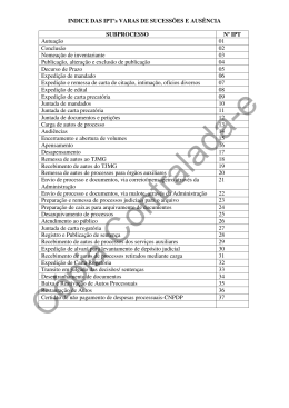 INDICE DAS IPT`s VARAS DE SUCESS&Otilde;ES E AUS&Ecirc;NCIA