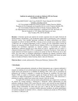 Ind&iacute;cios de aus&ecirc;ncia de cerrado no Sudoeste (SW) do