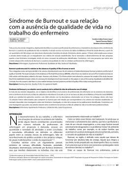 S&iacute;ndrome de Burnout e sua rela&ccedil;&atilde;o com a aus&ecirc;ncia de qualidade