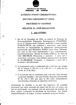 Ac&oacute;rd&atilde;o N&ordm; 005/ 2&ordf; C&acirc;mara TC/ 2004 Recurso Ordin&aacute;rio N&ordm; 02/2005