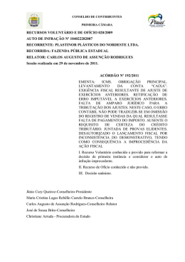 RECURSOS VOLUNT&Aacute;RIO E DE OF&Iacute;CIO 020/2009 - Sefaz