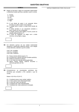 Prova Qu&iacute;mica/Biologia/F&iacute;sica
