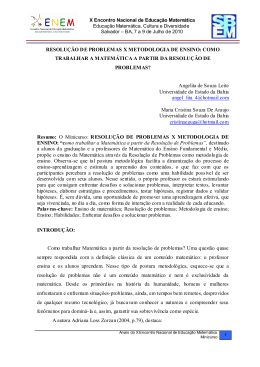 RESOLU&Ccedil;&Atilde;O DE PROBLEMAS X METODOLOGIA DE ENSINO
