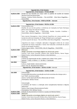 Segunda-feira, 19 de Outubro Segunda-feira, 19 de