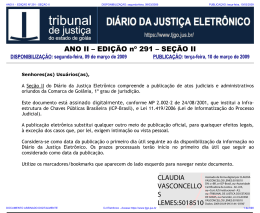 TJ-GO DIÁRIO DA JUSTIÇA ELETRÔNICO - EDIÇÃO 291