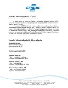 Conselho Deliberativo do Sebrae na Paraíba Conselho Deliberativo