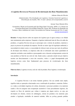 A Log&iacute;stica Reversa no Processo de Revaloriza&ccedil;&atilde;o dos Bens