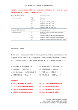 Rea&ccedil;&otilde;es em Solu&ccedil;&atilde;o Aquosa