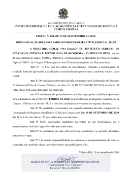 resultado do processo seletivo especial &ndash; campus vilhena