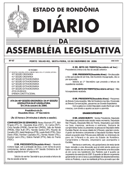 DI&Aacute;RIO DA ALE-RO - Assembleia Legislativa