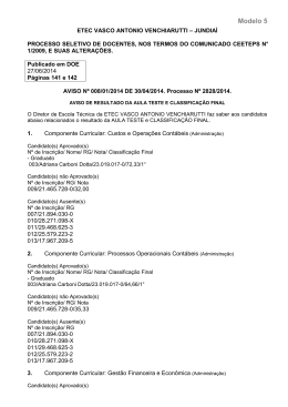 Resultado Final do Processo Seletivo de Docentes, N&ordm; 2828/2014