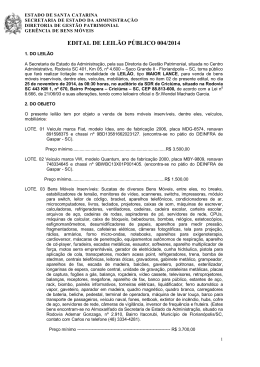 EDITAL DE LEIL&Atilde;O P&Uacute;BLICO 004/2014