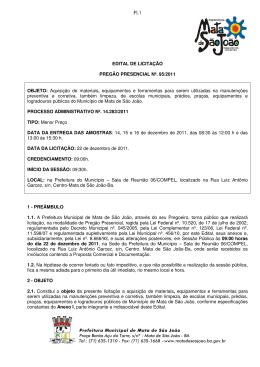 EDITAL DE LICITA&Ccedil;&Atilde;O PREG&Atilde;O PRESENCIAL N&ordm;. 95/2011
